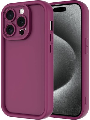 Bilişim Aksesuar iPhone 15 Pro Uyumlu Sah Kılıf Kamera Korumalı Zore Ananas Kapak-Mürdüm