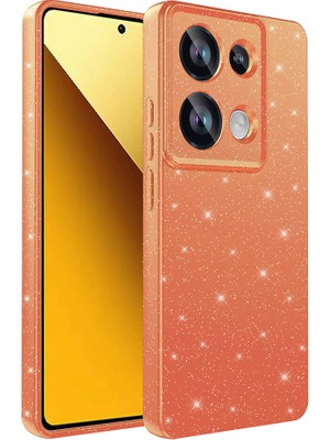 Bilişim Aksesuar Xiaomi Redmi Note 13 Pro 4g Uyumlu Sah Kılıf Kamera Korumalı Simli Lüks Zore Koton Kapak-Turuncu