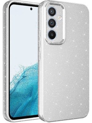 Bilişim Aksesuar Galaxy A05S Uyumlu Sah Kılıf Kamera Korumalı Simli Lüks Zore Koton Kapak-Gümüş