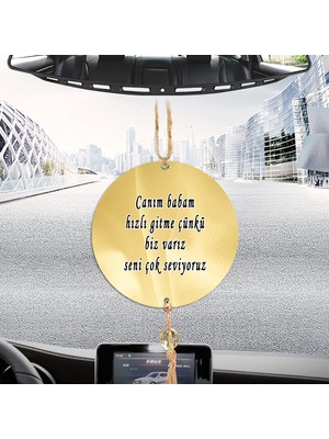 Hediyeci Abla Çift Taraflı Sizlere Özel Arkası Nazar Dualı ve Uyarıcı Notlu Düz Gold Dikiz Aynası Süsü