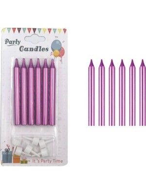 Kidspartim Pembe Ince Mum 8 cm 6 Lı