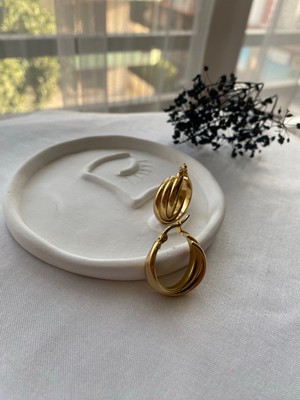 Accessory Ms Çelik Gold 3lü Halka Küpe