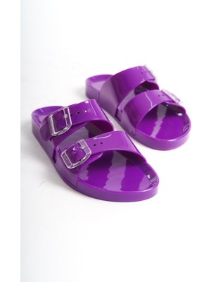 Mubiano Summer Kadın Jelly Mat Mor Düz Terlik-MSTB146-MR