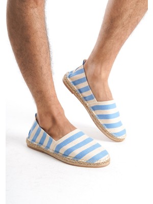 Mubiano Summer Erkek Jüt Taban Keten Mavi/beyaz Espadril -MSSR3535-MB