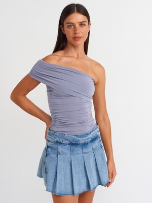 Dilvin 31090 Asimetrik Top-Gri