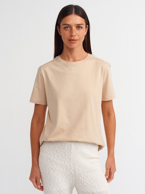 30740 Pamuklu T-Shirt-Açık Bej