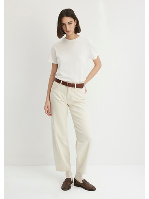 Leila Mavi Premium Krem Jean Pantolon  1010600-87058