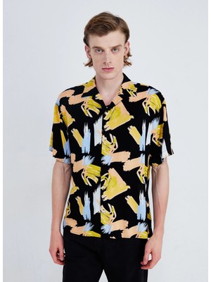 Jack & Jones Relaxed Siyah Erkek Gömlek Jorjeff Gallery Aop Resort Shırt Ss