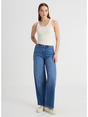 Lee Yüksek Bel Ispanyol Paça Regular Fit Mavi Kadın Denim Pantolon L31S011XT-STELLA A Line Jean Pantol