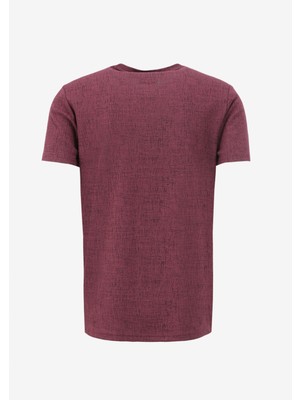 Fabrika Bisiklet Yaka Jakarlı Bordo Erkek T-Shirt F4SM-TST 0945