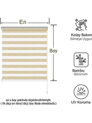 Mekstor Soft Bamboo Krem Beyaz Kırçıllı Zebra Perde ( Etek Düz )