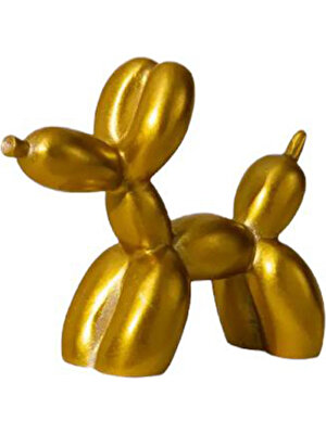 İki Cadı Tasarım Iki Cadı Tasarım, Gold Renkli Balon Köpek, Hediyelik, Ev Ofis Dekoratif Obje, Biblo - 20CM x 17CM