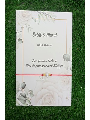 Emtory Home 25 Adet Güllü Kuşe Kartlı Kırmızı Şans Bilekliği - Kına Hediyesi - Nikah Hediyesi - Tek Tek Paketli