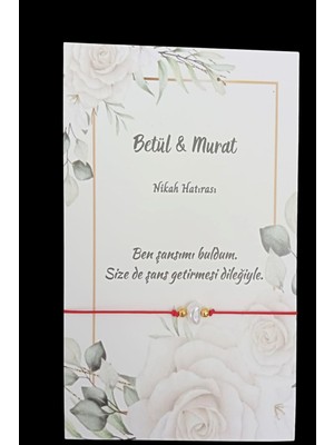 Emtory Home 25 Adet Güllü Kuşe Kartlı Kırmızı Şans Bilekliği - Kına Hediyesi - Nikah Hediyesi - Tek Tek Paketli