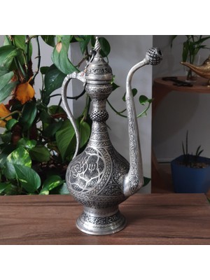 Morya Bakır Ibrik Sultan Keski Osmanlı Işlemeli Antep 40 cm