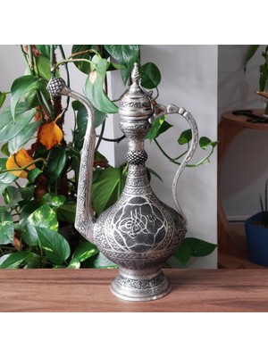 Morya Bakır Ibrik Sultan Keski Osmanlı Işlemeli Antep 40 cm