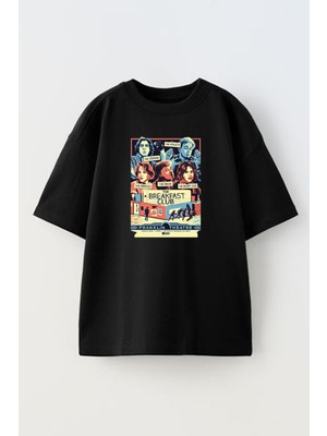 Nmg Tekstil Unisex Siyah Oversize Pamuk The Breakfast Club Baskılı Örme T-Shirt