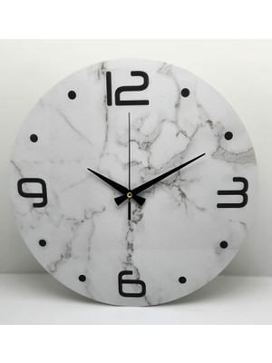 Mermer Park Mermer Desenli Yuvarlak Duvar Saati