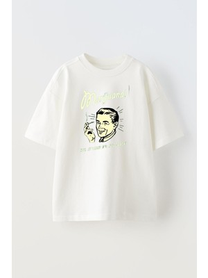 Nmg Tekstil Unisex Beyaz Oversize Pamuk Marijuanal Baskılı Örme T-Shirt