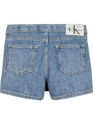 Calvin Klein Normal Bel Normal Mavi Kadın Şort Mıd Marble Blue Lw Denım Skort