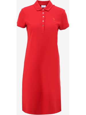 U.S. Polo Assn. Polo Yaka Kırmızı Kısa Kadın Elbise GURLIN24