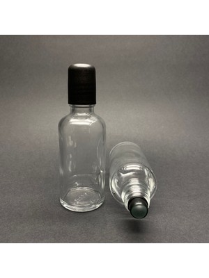 JUNİBELİW 3 Adet 50CC Şeffaf Parfüm Şişesi Esans Roll On Yağ Şişesi Hacı Misi Şişesi Boş Cam Bilyeli 3 x 50CC