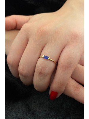 Fiyonk Kuyumculuk 14 Ayar Altın Baget Safir Yüzük