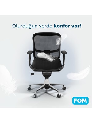 Fom Smith Visco Konforlu ve Rahatlatıcı Oturma Simidi Yastık, Ortopedik, 45 x 44 x 8, Siyah