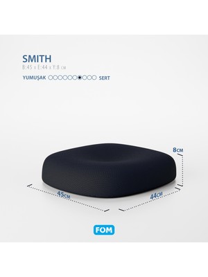 Fom Smith Visco Konforlu ve Rahatlatıcı Oturma Simidi Yastık, Ortopedik, 45 x 44 x 8, Siyah