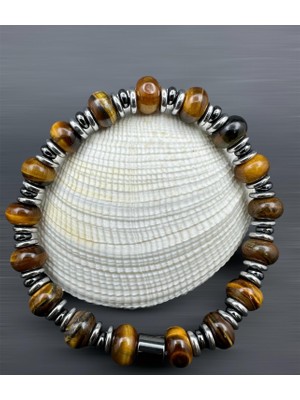 Ispartalı Doğaltaş Ve Kehribar Evi Sertifikalı Orjinallik Garantili Doğal Taş Erkek&kadın Kaplangözü Taşı ve Hematit Özel Tasarım Hediye 8 mm Bileklik