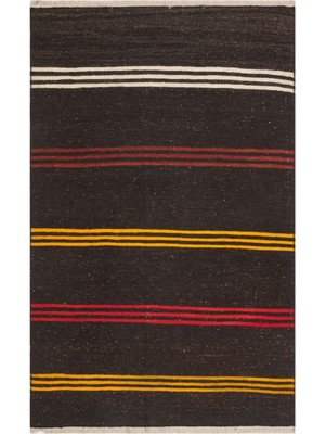 Grand Hedef Halı Özel Sarı Kırmızı Rengi Çizgili Vintage Kilim