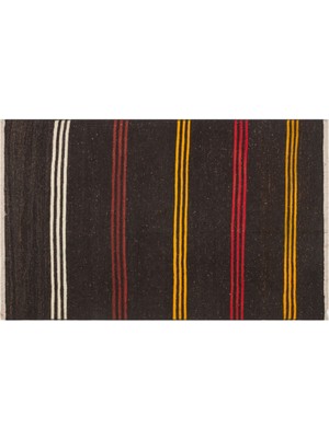 Grand Hedef Halı Özel Sarı Kırmızı Rengi Çizgili Vintage Kilim