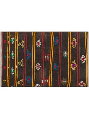 Grand Hedef Halı Turkuaz Sari Çiçekli El Dokuma Vintage Kilim