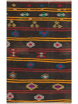 Grand Hedef Halı Turkuaz Sari Çiçekli El Dokuma Vintage Kilim