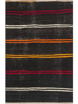 Grand Hedef Halı El Dokuma Krem Beyaz Çizgili Vintage Kilim