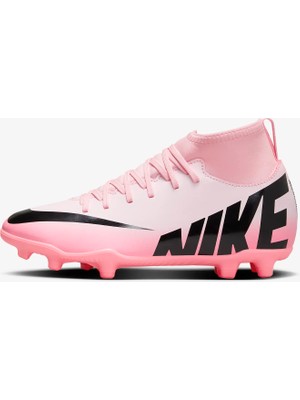 Nike Jr. Mercurial Superfly 9 Club Çocuk Kramponu (Dar Kalıp) Sentetik Deri Pembe Renkli Bağcıklı Tasarım