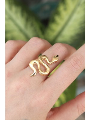Stil Love Pirinç Gold Renk Ayarlanabilir Yılan Yüzük