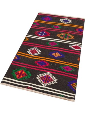 Grand Hedef Halı El Dokuma Çok Renkli Desen Vintage Kilim