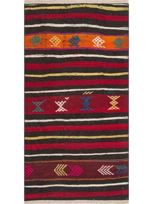 Grand Hedef Halı Anadolu El Dokuma Zigzag Desen Vintage Kilim