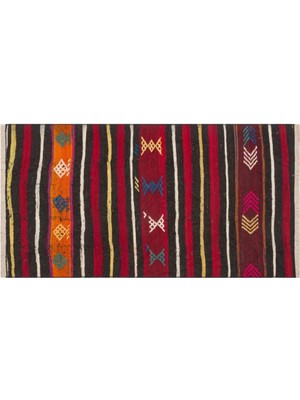 Grand Hedef Halı Anadolu El Dokuma Zigzag Desen Vintage Kilim