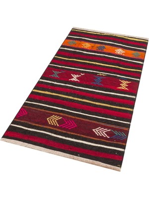 Grand Hedef Halı Anadolu El Dokuma Zigzag Desen Vintage Kilim