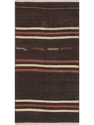 Grand Hedef Halı Krem Rengi Çizgili Desen El Dokuma Vintage Kilim