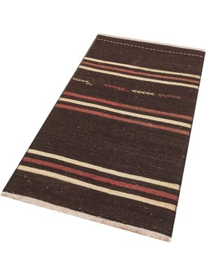 Grand Hedef Halı Krem Rengi Çizgili Desen El Dokuma Vintage Kilim