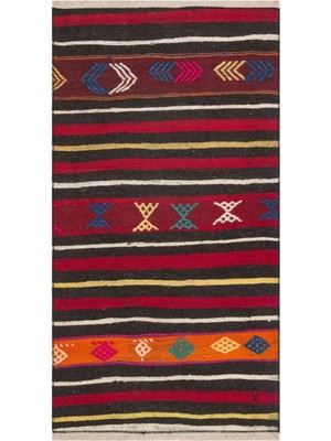 Grand Hedef Halı Özel Kırmızı Renk El Dokuma Vintage Kilim