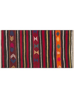 Grand Hedef Halı Özel Kırmızı Renk El Dokuma Vintage Kilim