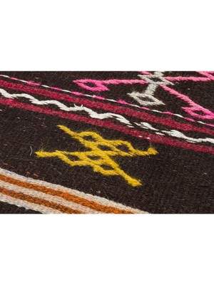 Grand Hedef Halı Sarı Rengi Çiçekli El Dokuma Vintage Kilim