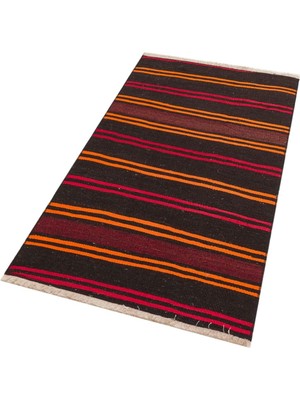 Grand Hedef Halı Gerçek El Dokuma Çizgili Desen Vintage Kilim