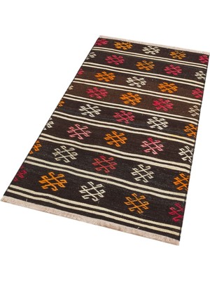 Grand Hedef Halı Gerçek El Dokuma Çiçekli Desen Vintage Kilim