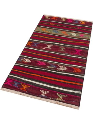 Grand Hedef Halı Anadolu El Dokuma Murdum Rengi Vintage Kilim