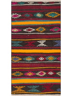 Grand Hedef Halı Anadolu El Dokuma Çizgili Desen Vintage Kilim